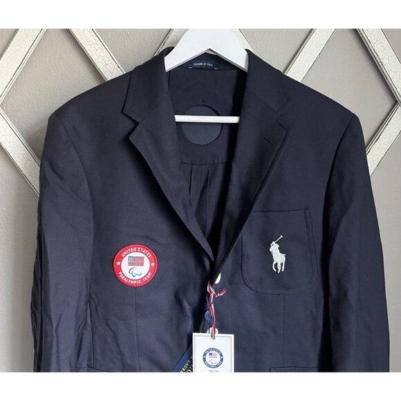 NWT! 2020 Polo Ralph Lauren USA Paralympic Team Men's 40 Reg Wool Blazer Jacket - Picture 2 of 14